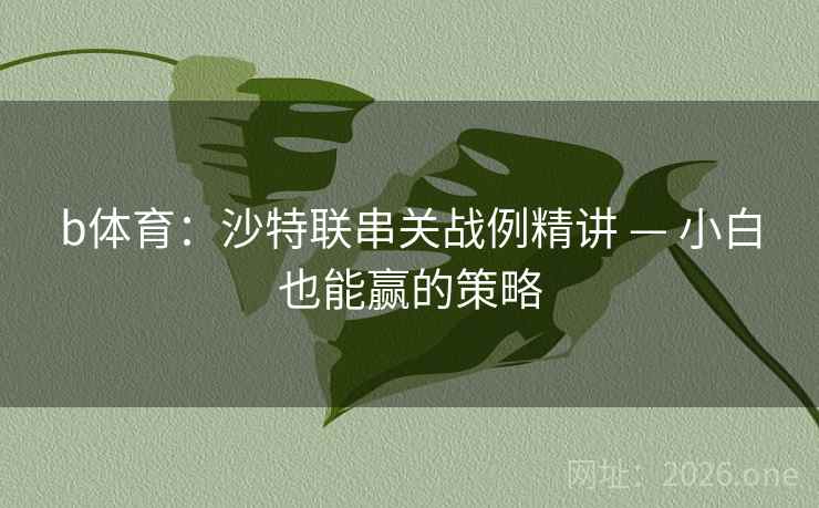 b体育：沙特联串关战例精讲 — 小白也能赢的策略  第1张